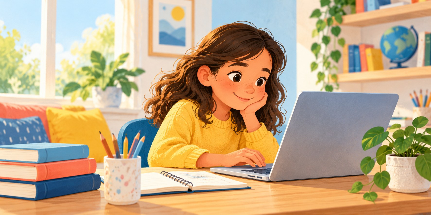 Student learning at a laptop